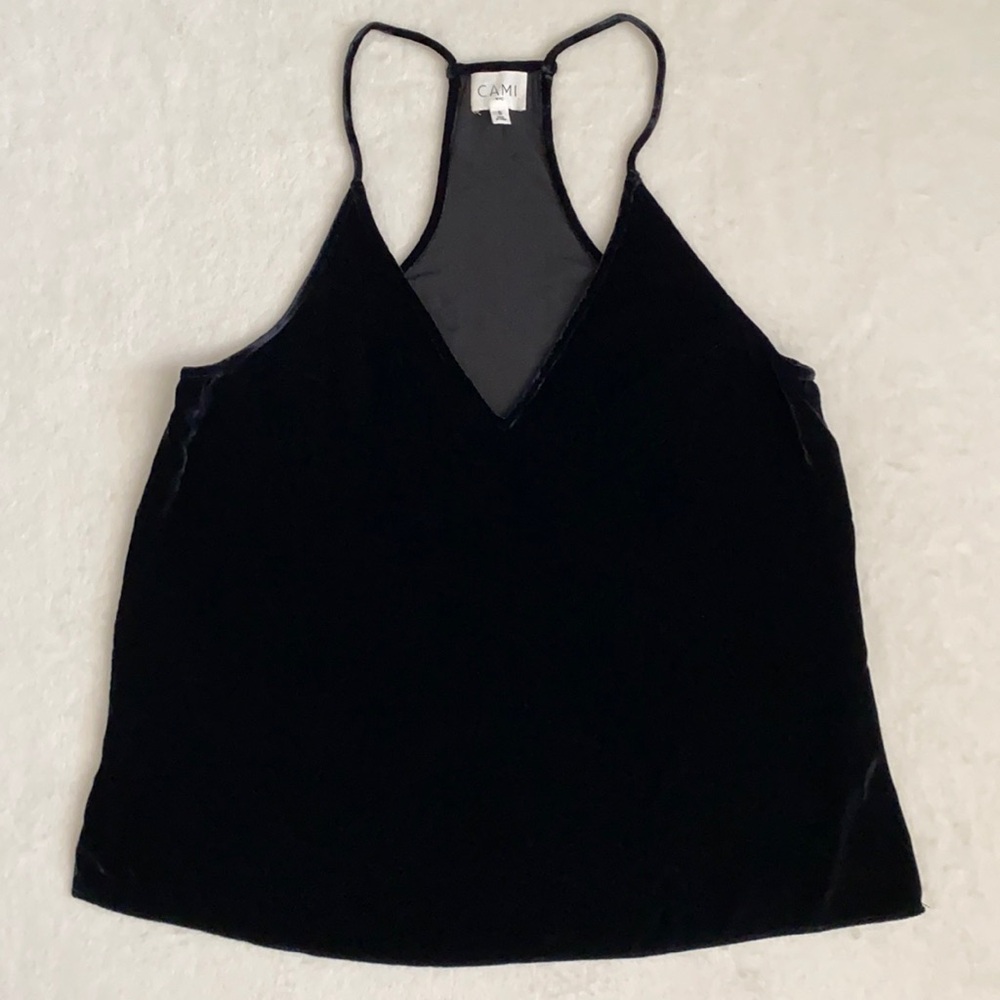 Cami NYC Black Velvet V-Neck Racerback Cami